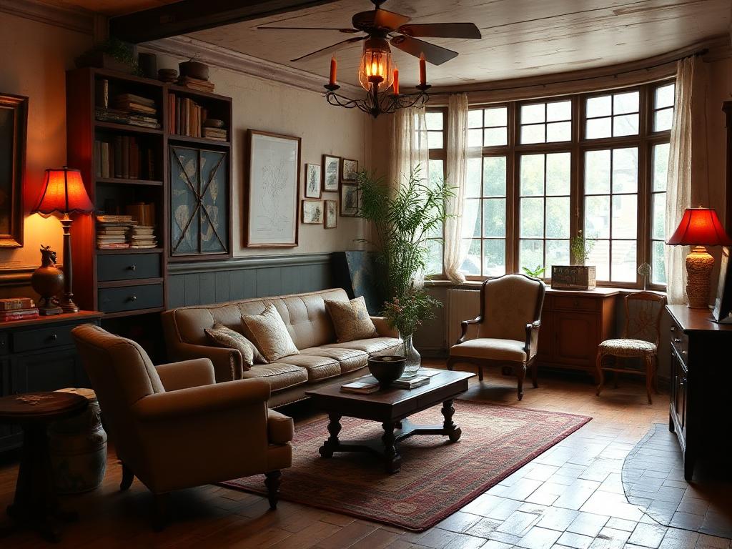 vintage home interior with mood lighting
