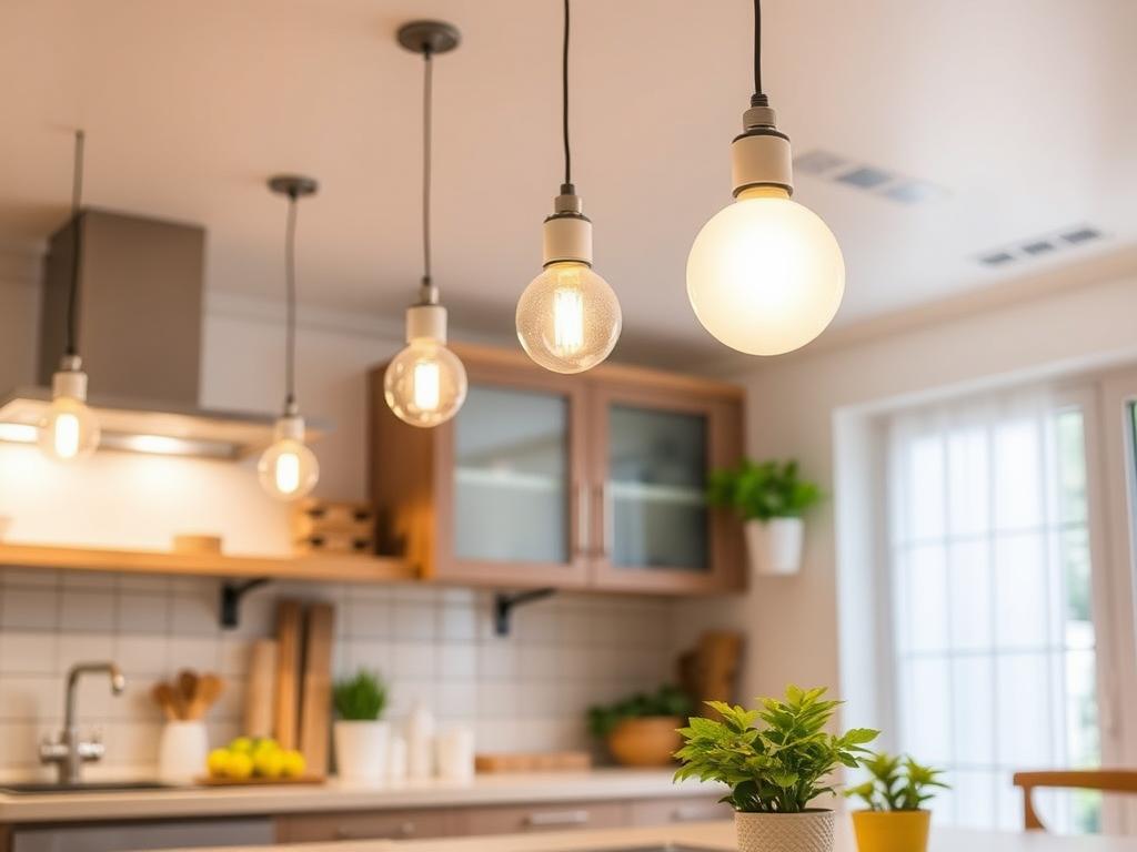 beautiful kitchen with modern lighting