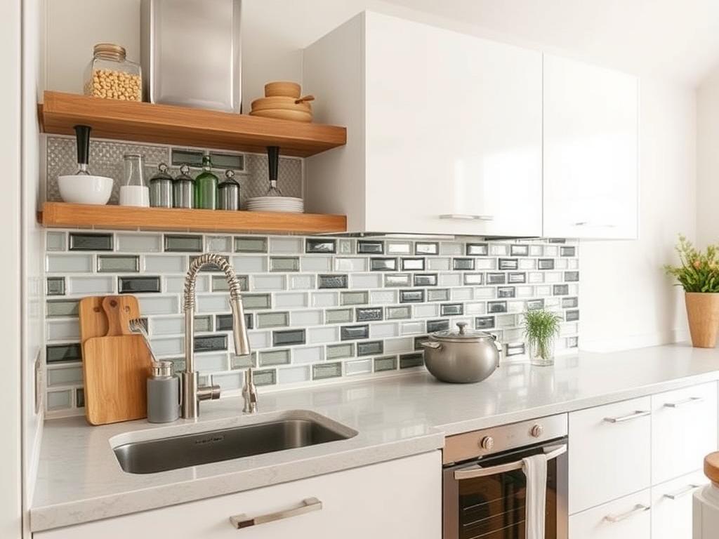 kitchen with modern cabinets and backsplash